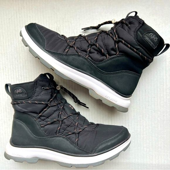 Ryka Brea Black Cold Weather Hi-Top Sneaker Booties w/ Plush Fit Women Size 8.5 - Picture 1 of 13